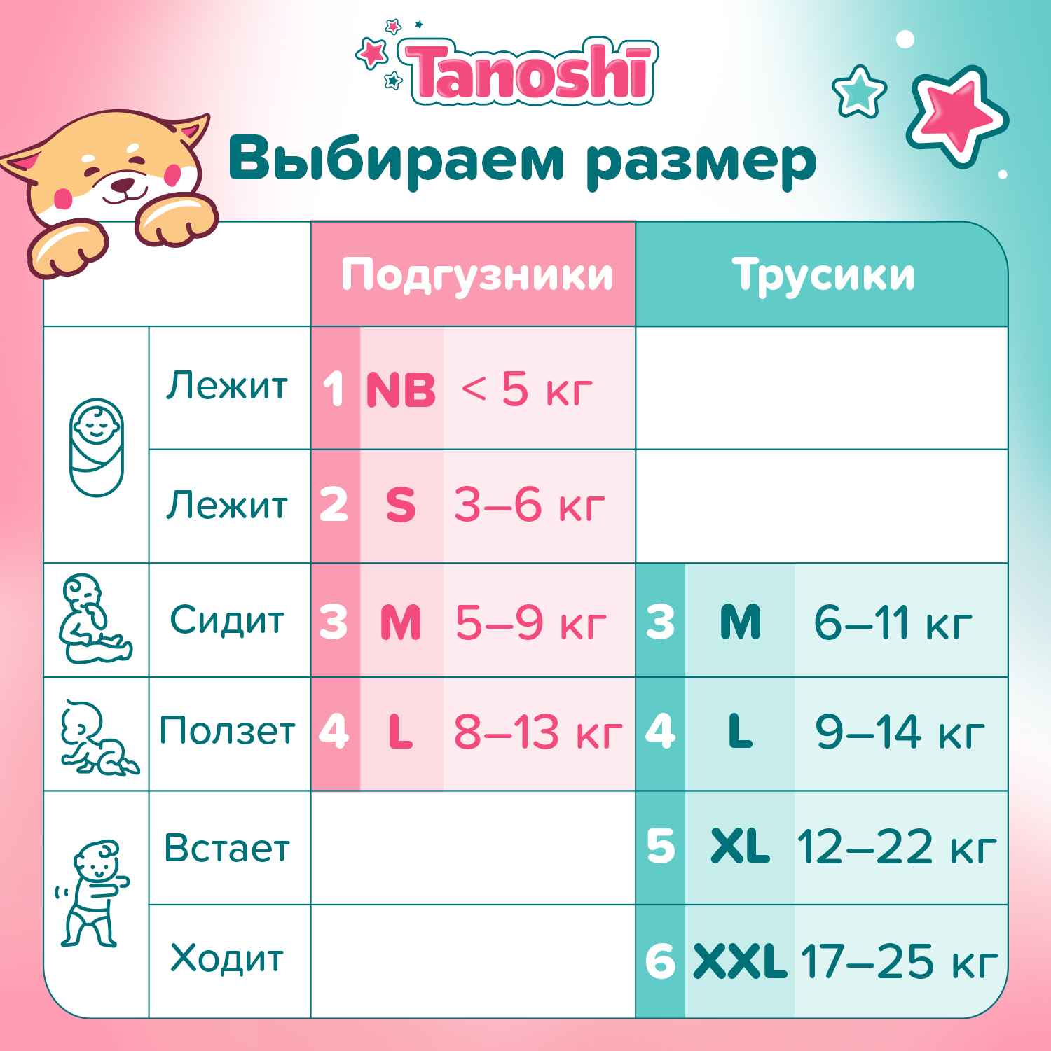 Подгузники L (4) Tanoshi, 54 шт, вес 8-13 кг